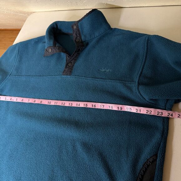 Vintage Cabelas Fleece Snap Pullover Unisex Medium Teal Polartec Sweater Outdoor - Picture 5 of 12